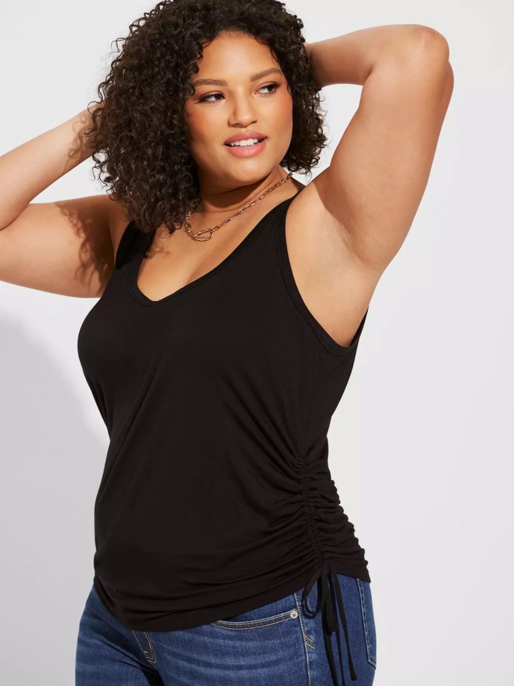Torrid 1X Super Soft Scoop Neck Side Tie Tank Black NWT